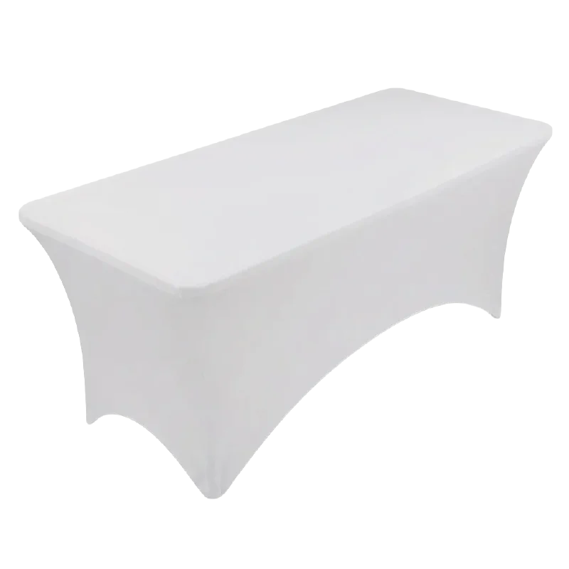 Location de housse extensible blanche pour table pliante 180 cm